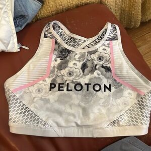 Peloton Floral Mesh Crop Top with Pink Accents